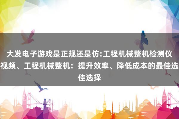 大发电子游戏是正规还是仿:工程机械整机检测仪器视频、工程机械整机：提升效率、降低成本的最佳选择